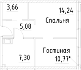 Планировка — Про.Молодость, 1-комн., 41 м²