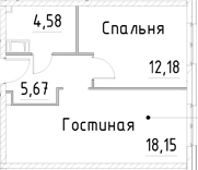 Планировка — Про.Молодость, 2-комн., 41 м²