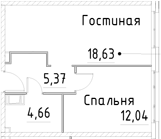 Планировка — Про.Молодость, 2-комн., 41 м²