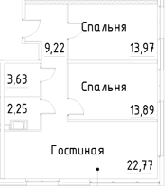 Планировка — Про.Молодость, 3-комн., 66 м²