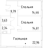 Планировка — Про.Молодость, 3-комн., 68 м²
