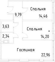 Планировка — Про.Молодость, 3-комн., 67 м²