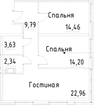 Планировка — Про.Молодость, 3-комн., 67 м²