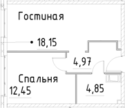 Планировка — Про.Молодость, 2-комн., 40 м²