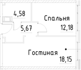 Планировка — Про.Молодость, 2-комн., 41 м²