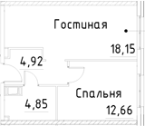 Планировка — Про.Молодость, 2-комн., 41 м²