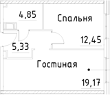 Планировка — Про.Молодость, 2-комн., 42 м²
