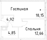 Планировка — Про.Молодость, 2-комн., 41 м²