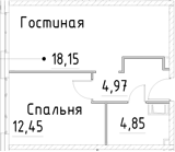 Планировка — Про.Молодость, 2-комн., 40 м²