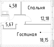 Планировка — Про.Молодость, 2-комн., 41 м²