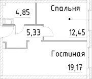 Планировка — Про.Молодость, 2-комн., 42 м²