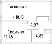 Планировка — Про.Молодость, 2-комн., 40 м²