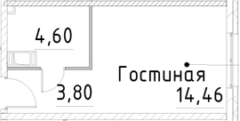 Планировка — Про.Молодость, Студия, 23 м²