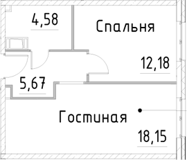 Планировка — Про.Молодость, 2-комн., 41 м²
