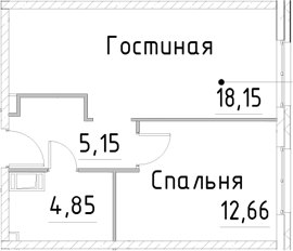 Планировка — Про.Молодость, 2-комн., 41 м²