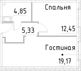 Планировка — Про.Молодость, 2-комн., 42 м²