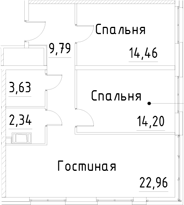 Планировка — Про.Молодость, 3-комн., 67 м²