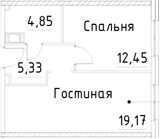 Планировка — Про.Молодость, 2-комн., 42 м²