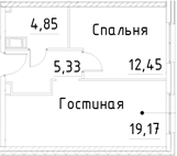 Планировка — Про.Молодость, 2-комн., 42 м²