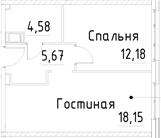 Планировка — Про.Молодость, 2-комн., 41 м²