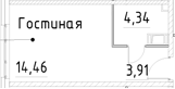 Планировка — Про.Молодость, Студия, 23 м²