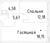 Планировка — Про.Молодость, 2-комн., 41 м²