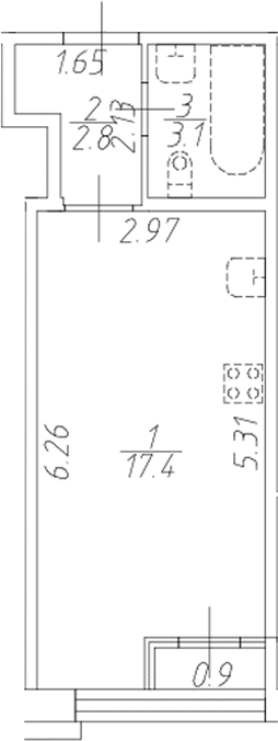 Планировка — Форест Аквилон, Студия, 23 м²