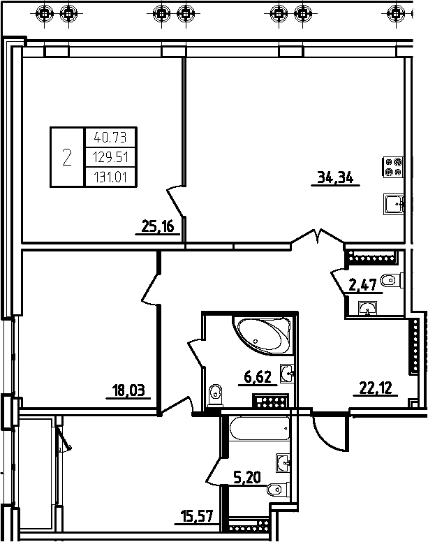 Планировка — Дефанс, 4-комн., 130 м²
