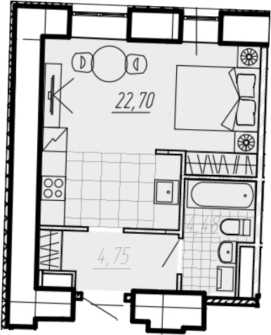 Планировка — Мадонна Бенуа, Студия, 32 м²