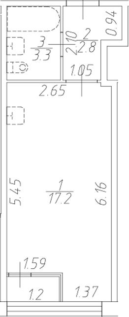 Планировка — Форест Аквилон, Студия, 23 м²