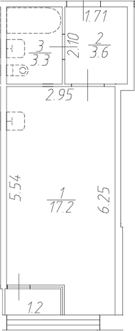 Планировка — Форест Аквилон, Студия, 24 м²