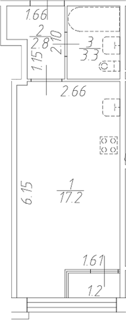 Планировка — Форест Аквилон, Студия, 23 м²