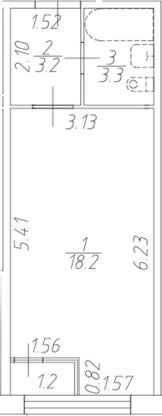Планировка — Форест Аквилон, Студия, 25 м²