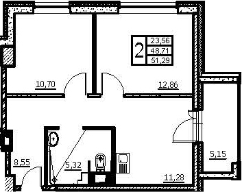 Планировка — Wings, 2-комн., 50 м²