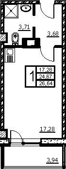 Планировка — Wings, Студия, 25 м²