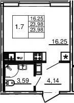 Планировка — Новые горизонты, Студия, 24 м²
