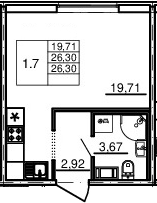 Планировка — Новые горизонты, Студия, 26 м²
