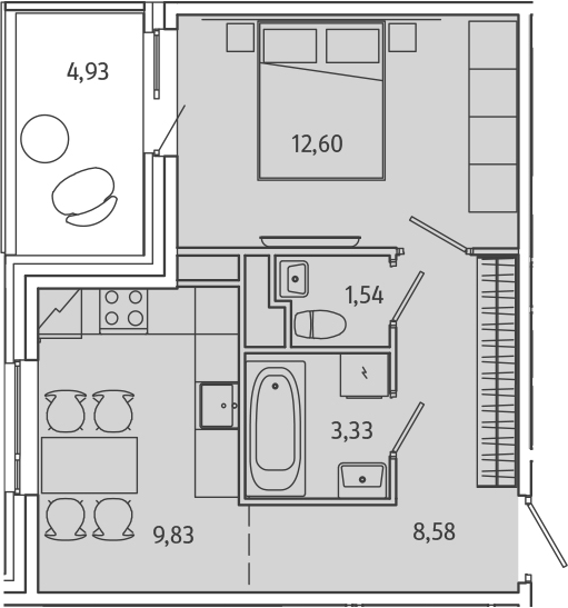 Планировка — Янила Кантри, 1-комн., 36 м²