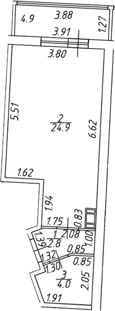 Планировка — Аквилон ZALIVE, Студия, 32 м²