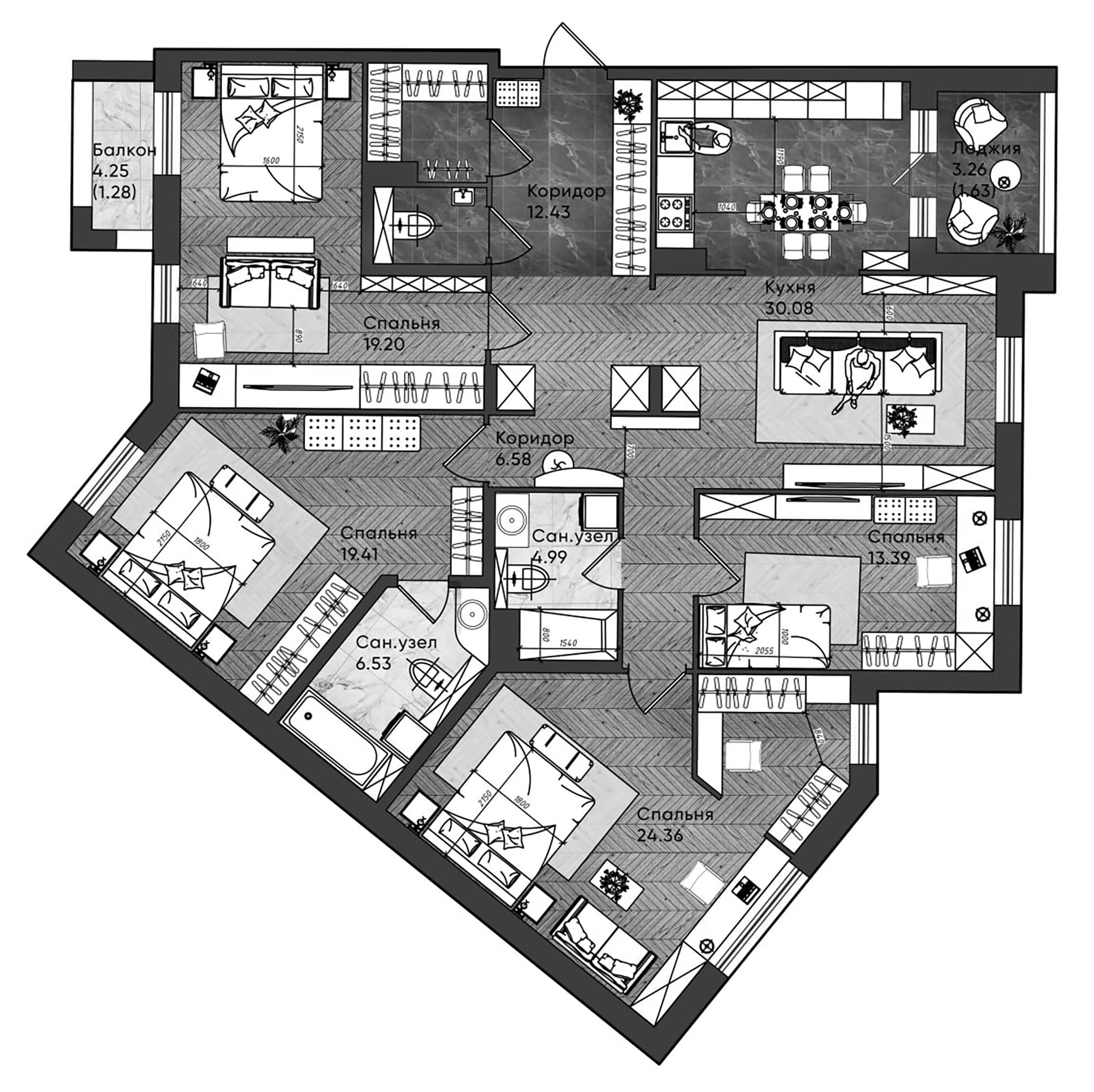 Планировка — iD Park Pobedy, 5-комн., 143 м²