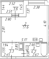 Планировка — Аквилон Stories, Студия, 25 м²
