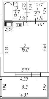 Планировка — Аквилон Stories, Студия, 25 м²