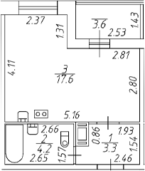 Планировка — Аквилон Stories, Студия, 25 м²