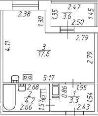 Планировка — Аквилон Stories, Студия, 25 м²