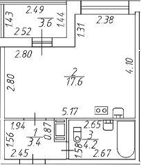 Планировка — Аквилон Stories, Студия, 25 м²
