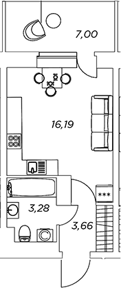 Планировка — Аквилон Stories, Студия, 23 м²
