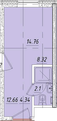 Планировка — Vertical Лесная, Студия, 15 м²