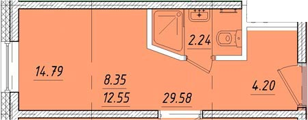 Планировка — Vertical Лесная, Студия, 15 м²