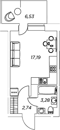 Планировка — Аквилон Stories, Студия, 23 м²