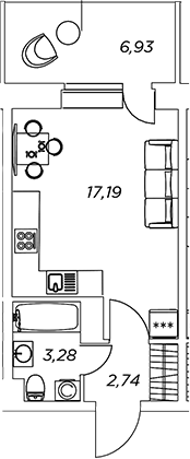 Планировка — Аквилон Stories, Студия, 23 м²